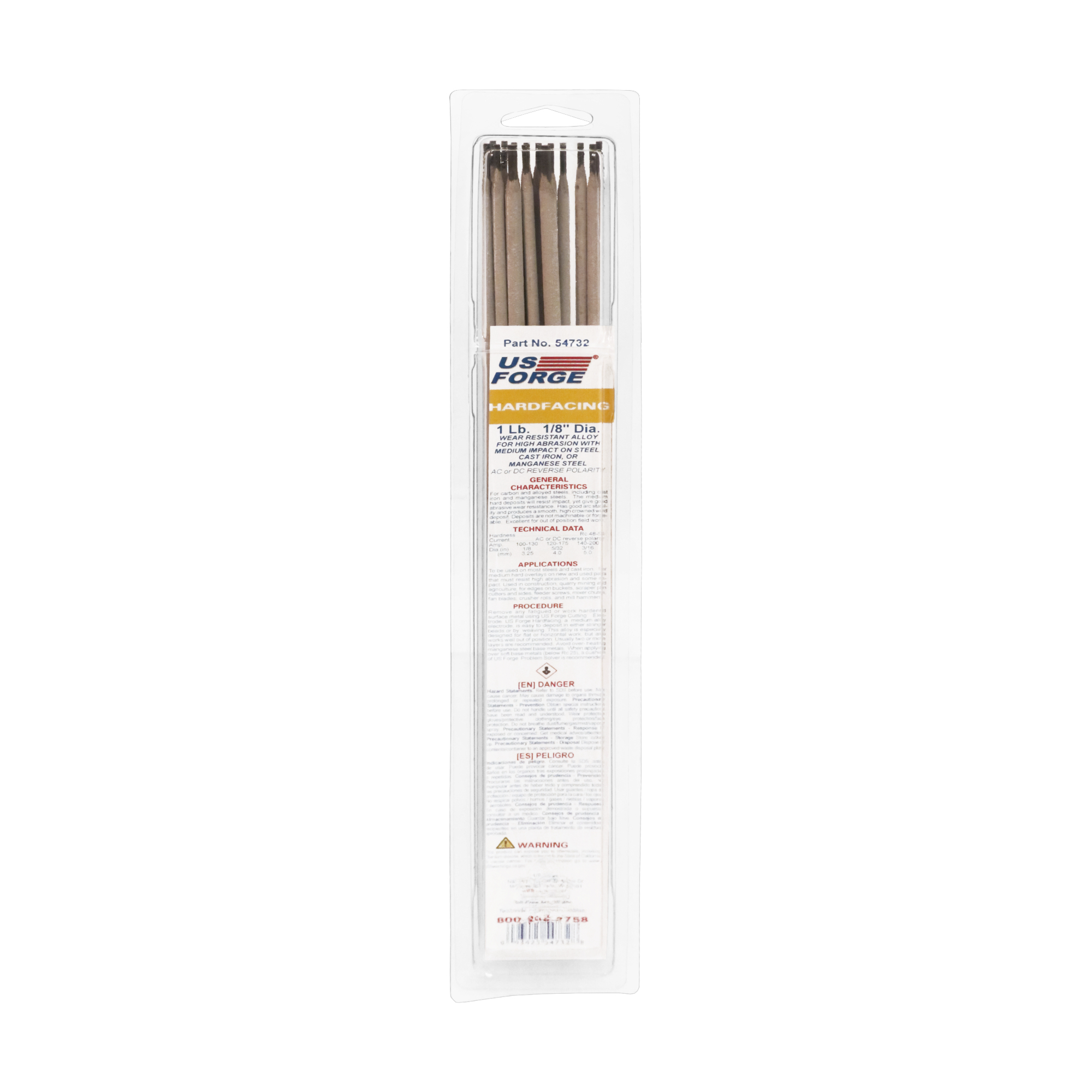 US Forge® 1/8" Non-Machinable Hardfacing Electrode - 1 lbs, Model# 54732
